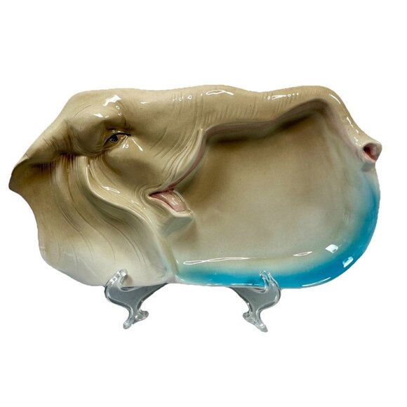 Vintage Fitz and Floyd Ceramic Elephant Trinket Dish Vanity Tray  From 1976 - 9” - Picture 4 of 12